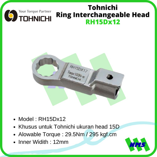 [EZM.1041538] Kunci Ring Pas Tohnichi RH15Dx12 Ring Interchangeable Head 12mm