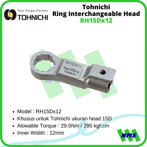 [EZM.1041538] Kunci Ring Pas Tohnichi RH15Dx12 Ring Interchangeable Head 12mm