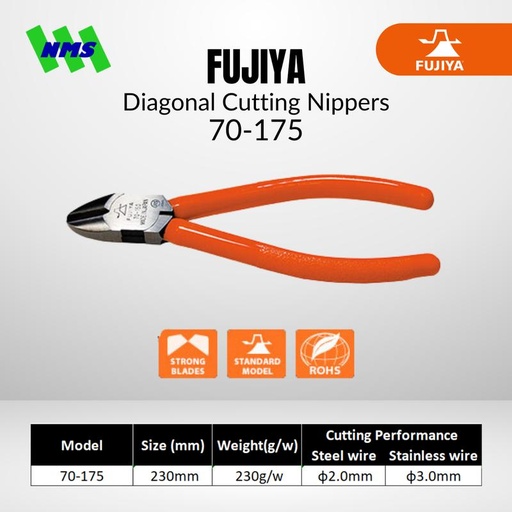[EZM.1041553] Tang Potong FUJIYA 70-175 Diagonal Cutting Nippers Japan