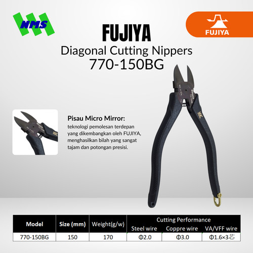 [EZM.1041576] Tang Potong FUJIYA 770-150BG KUROKIN Diagonal Cutting Nippers Japan