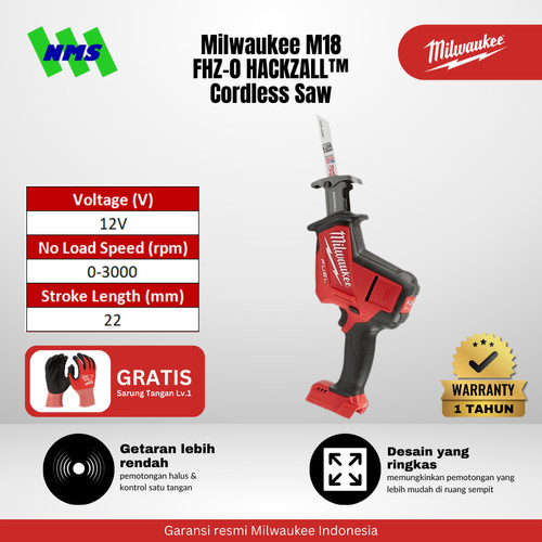 [EZM.1041582] Mesin Gergaji Milwaukee M18 FHZ-0 FUEL HACKZALL Cordless Saw Baterai Portable