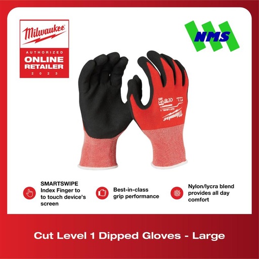 [EZM.1041590] Sarung Tangan Safety Milwaukee 48-22-8902 Cut-Resist Level 1 Dipped Gloves Motor L