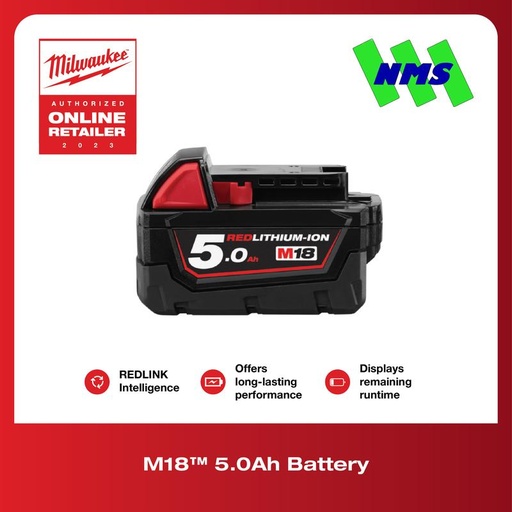 [EZM.1041591] Baterai Milwaukee M18 B5 REDLITHIUM 5.0Ah Battery Pack for All M18
