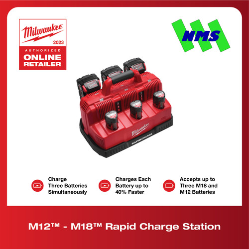 [EZM.1041593] Milwaukee M12-18C3 Rapid Charge Station for All M12 & M18 Battery
