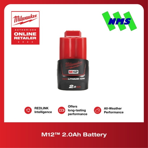 [EZM.1041596] Baterai Milwaukee M12 B2 REDLITHIUM 2.0Ah Battery for All M12 Tools