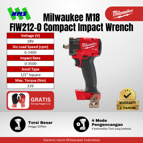 [EZM.1041611] Milwaukee M18 FIW212-0 FUEL 1/2" Cordless Impact Wrench Compact