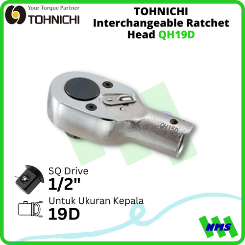[EZM.1041618] Kepala Ratchet TOHNICHI QH19D 1/2" Interchangeable Ratchet Head 19D