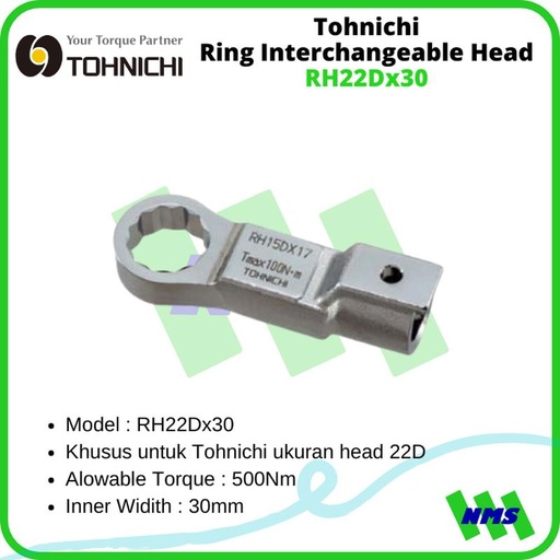 [EZM.1041626] Kunci Ring 30mm Tohnichi RH22Dx30 Ring Interchangeable Head for 22D