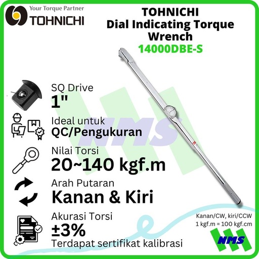 [EZM.1041628] Kunci Torsi 14000DB-S 20-140 kgf.m 1" TOHNICHI Dial Torque Wrench