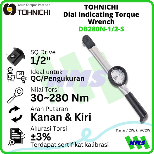 [EZM.1041643] Kunci Torsi DB280N-1/2-S 1/2" TOHNICHI Dial Indicating Torque Wrench