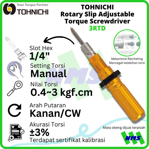 [EZM.1041659] Obeng Torsi 3RTD 0,4 - 3 kgf.cm TOHNICHI Rotary Torque Screwdriver