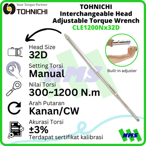 [EZM.1041662] Kunci Torsi TOHNICHI CLE750Nx27D 300 - 1200 Nm Interchangeable Wrench
