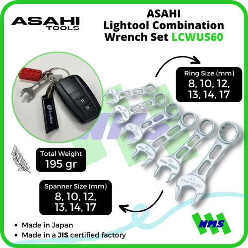 [EZM.1041666] Kunci Kombinasi ASAHI 8, 10, 12, 13, 14, 17mm LCWUS60 Lightool Wrench