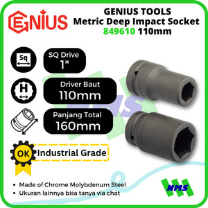 [EZM.1041680] Mata Sok Panjang Deep Impact Sockets 1" Inci 6pt 110mm 849610 GENIUS