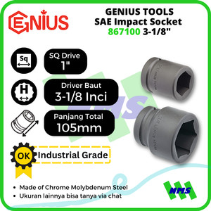[EZM.1041720] Mata Sok SAE Impact Sockets 1" 6pt. 3-1/8" inci 867100 GENIUS