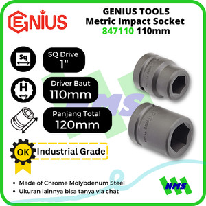 [EZM.1041748] Mata Sok Metric Impact Sockets 1" 6pt. 110mm 847110 GENIUS
