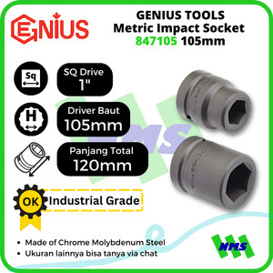 [EZM.1041749] Mata Sok Metric Impact Sockets 1" 6pt. 105mm 847105 GENIUS