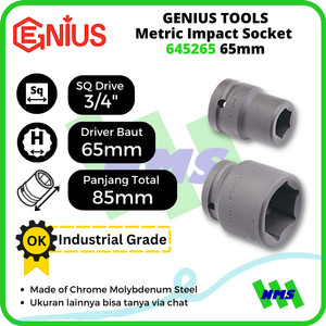 [EZM.1041775] Mata Sok Metric Impact Sockets 3/4" 6pt. 65mm 645265 GENIUS