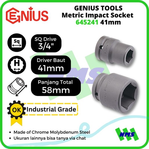 [EZM.1041776] Mata Sok Metric Impact Sockets 3/4" Inci 6pt. 41mm 645241 GENIUS