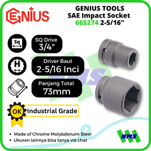 [EZM.1041794] Mata Sok SAE Impact Sockets 3/4" 6pt. 2-5/16" inci 665274 GENIUS