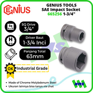 [EZM.1041799] Mata Sok SAE Impact Sockets 3/4" 6pt. 1-3/4" inci 665256 GENIUS