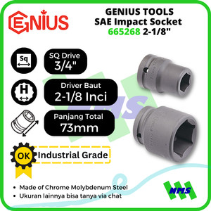 [EZM.1041803] Mata Sok SAE Impact Sockets 3/4" 6pt. 2-1/8" inci 665268 GENIUS