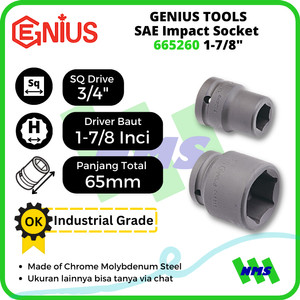 [EZM.1041826] Mata Sok SAE Impact Sockets 3/4" Inci 6pt. 1-7/8" inci 665260 GENIUS