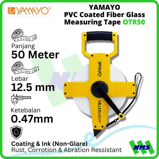 [EZM.1041835] Meteran Gulung Yamayo OTR50 Milion Open Fiber Glass 50M Meter Tancap Tanah Roll Roll 50