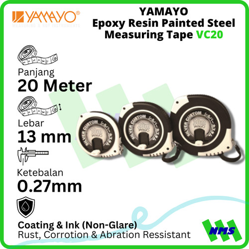 [EZM.1041837] Meteran YAMAYO 20M Meter Silver VC20 Steel Plat Baja Original Japan