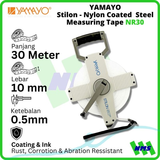 [EZM.1041841] Meteran Gulung YAMAYO 30M Stilon NR30 Steel Plat Baja Original Japan Tancap Tanah Roll Roll 30 Meter