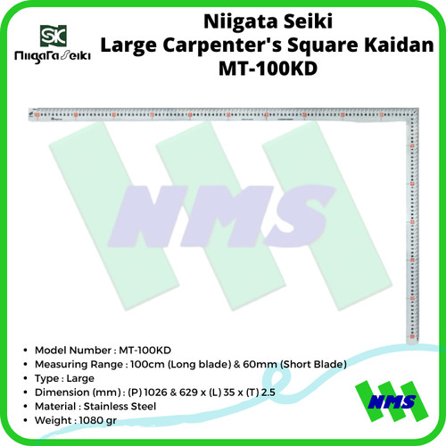 [EZM.1041942] Penggaris Siku Niigata Seiki MT-100KD Carpenter's Square Kaidan 100cm
