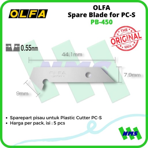 [EZM.1041957] Reffil Pisau OLFA PB-450 Spare Blade untuk Plastic Cutter PC-S 5 Pcs