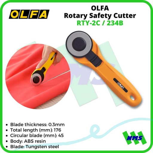 [EZM.1041978] Pisau Bulat Pemotong Kain OLFA RTY-2C / 234B Rotary Safety Cutter