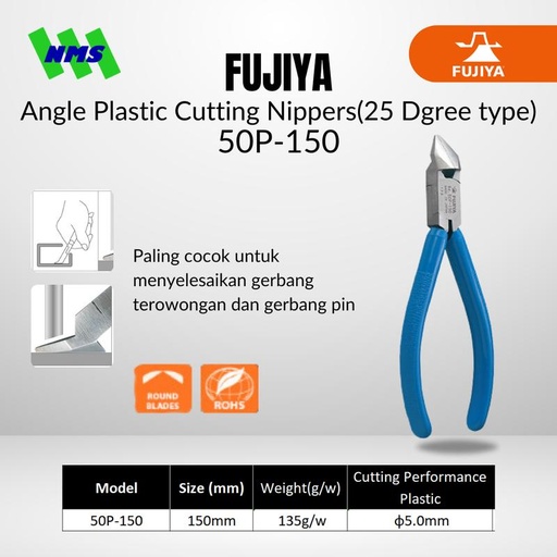 [EZM.1041986] Tang Potong Angle Plastic Cutting Nippers 6 Inch 150 mm 50P-150 FUJIYA