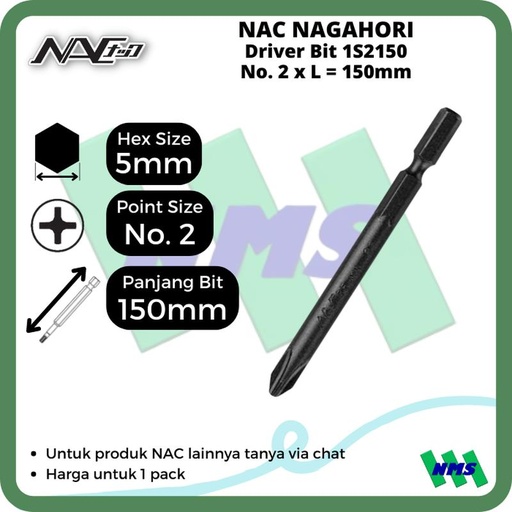 [EZM.1041998] Screw Driver Bit 1S2150 NAC NAGAHORI No 2 x L = 150mm Ori Japan