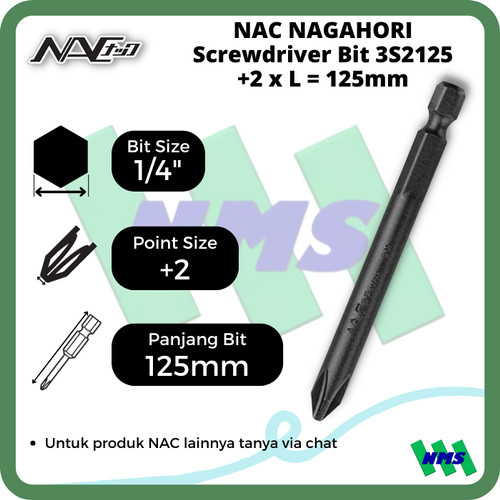 [EZM.1042108] Mata Obeng Plus Philips Screwdriver Bit +2 x L125mm NAC 3S212 (10pcs)