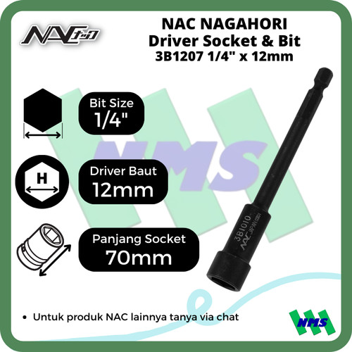 Driver Socket 12mm x L70mm Nagahori NAC 3B1207