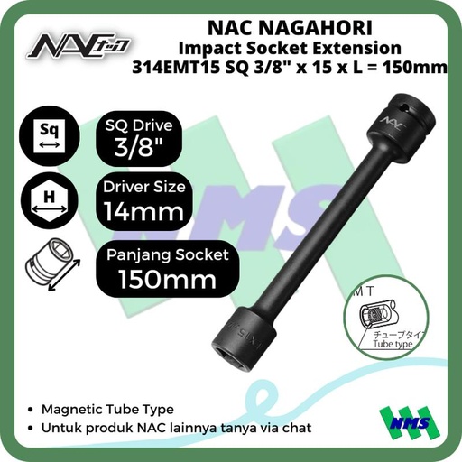 [EZM.1042207] Impact Socket Ext Mata Sok Hitam 3/8 x 14mm Nagahori NAC 314EMT15