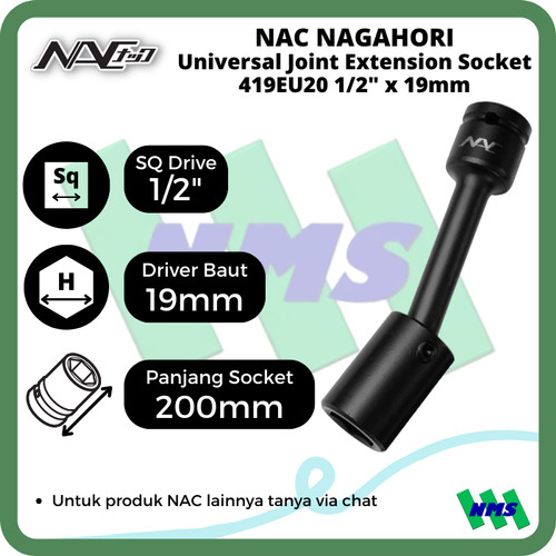 [EZM.1042209] Impact Socket Universal Ext Mata Sok Hitam 1/2 x 19mm NAC 419EU20
