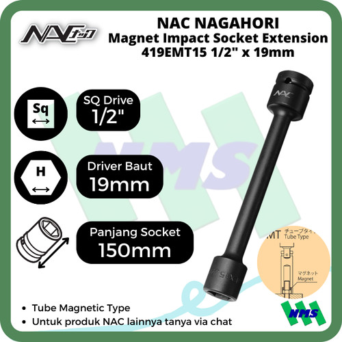 [EZM.1042259] Impact Socket Ext Mata Sok Hitam 1/2 x 19mm Nagahori NAC 419EMT15