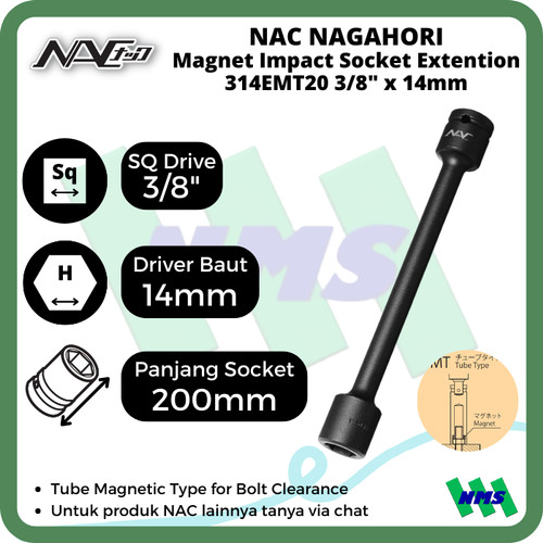 [EZM.1042353] Impact Socket Ext Mata Sok Hitam 3/8 x 14mm Nagahori NAC 314EMT20
