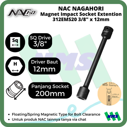 [EZM.1042363] Impact Socket Ext Mata Sok Hitam 3/8 x 12mm Nagahori NAC 312EMS20