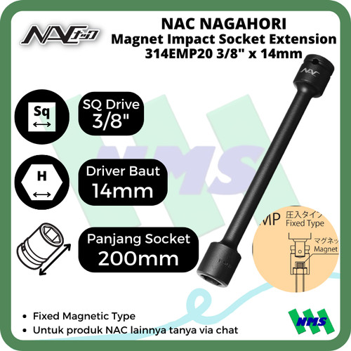 [EZM.1042371] Impact Socket Ext Mata Sok Hitam 3/8 x 14mm Nagahori NAC 314EMP20
