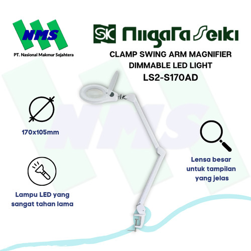 [EZM.1042478] Kaca Pembesar Niigata Seiki LS2-S170AD Clamp Arm Magnifier LED Light