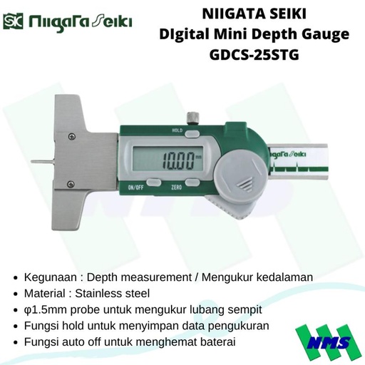 [EZM.1042491] Pengukur Kedalaman Digital Mini Depth Gauge GDCS-25STG NIIGATA SEIKI