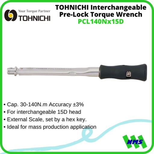 [EZM.1042496] Kunci Torsi TOHNICHI PCL140Nx15D Interchangeable PreLock Torque Wrench