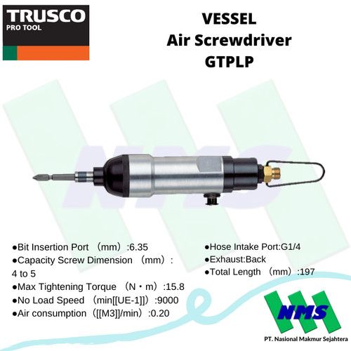 [EZM.1042505] Pembuka Sekrup VESSEL GT-PLP Air Screwdriver 125-4383