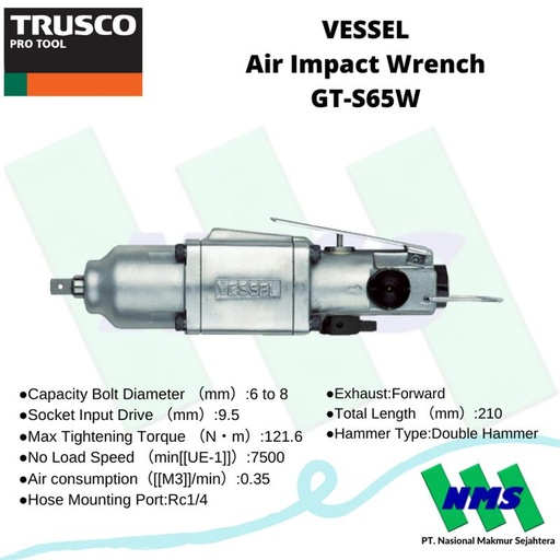 [EZM.1042509] Pembuka Baut VESSEL GT-S65W Air Impact Wrench 125-4324