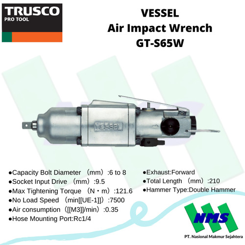 [EZM.1042509] Pembuka Baut VESSEL GT-S65W Air Impact Wrench 125-4324