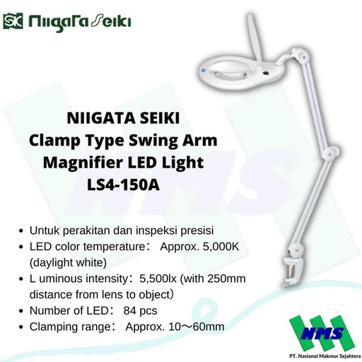 [EZM.1042522] Kaca Pembesar NIIGATA SEIKI Clamp Swing Arm Magnifier LED LS4-150A